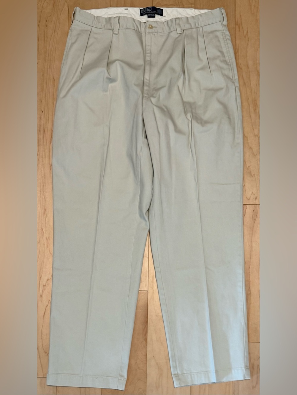 Polo Ralph Lauren Andrew Chino Pants Pleated Beige Khaki Men’s 38x32 (Fit 37x31)